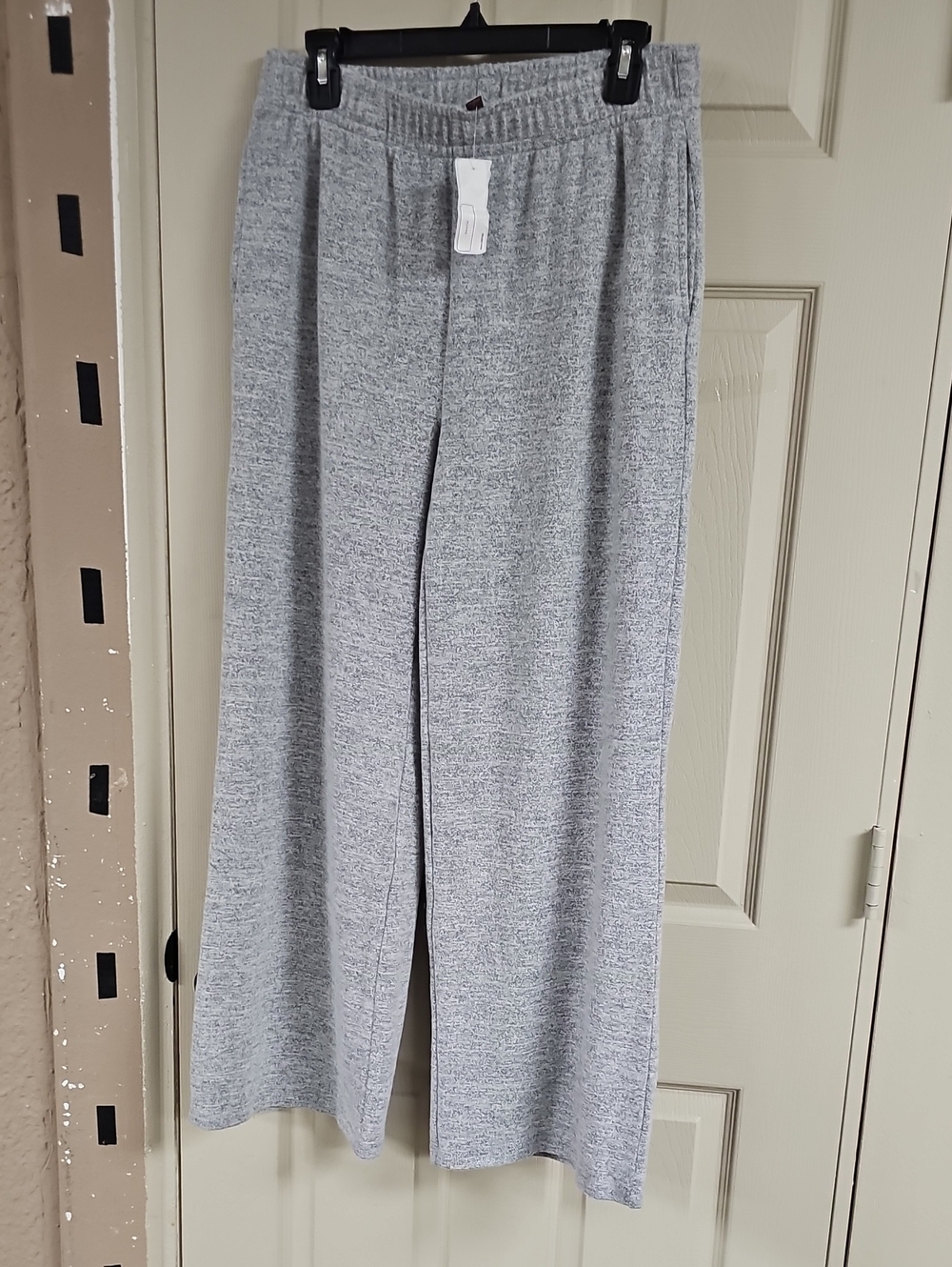 Light Gray Knit Wide-Leg Lounge Pants